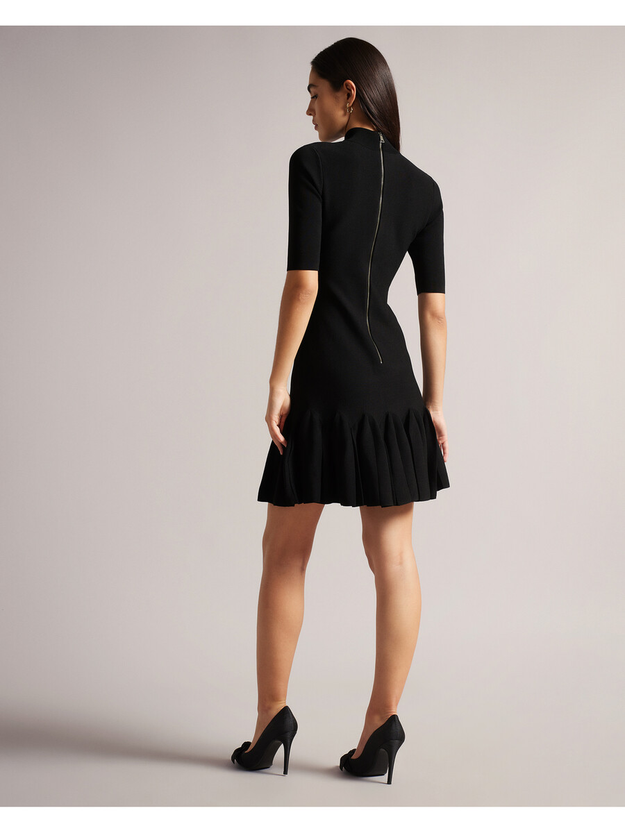 canddy - mini-robe moulante en tricot à ourlet plissé
