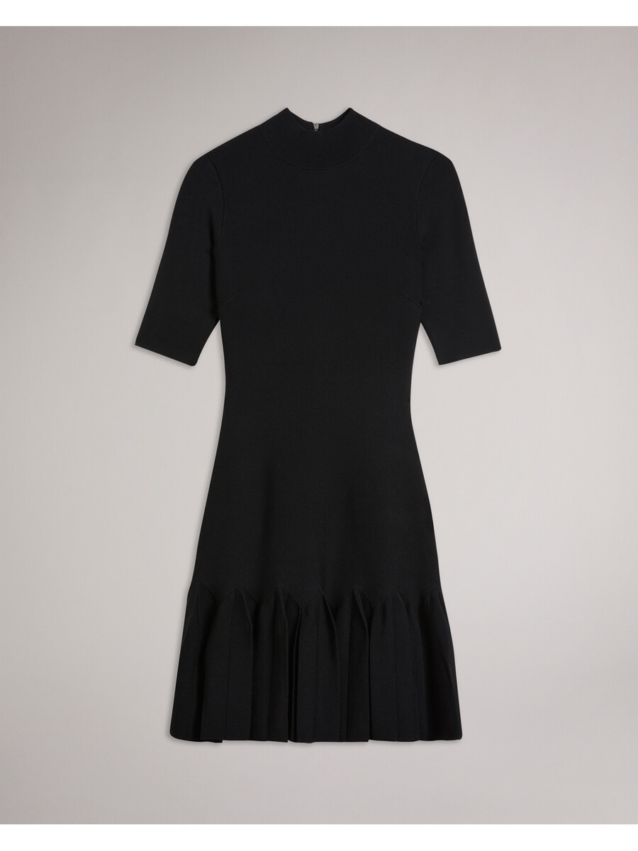 canddy - mini-robe moulante en tricot à ourlet plissé