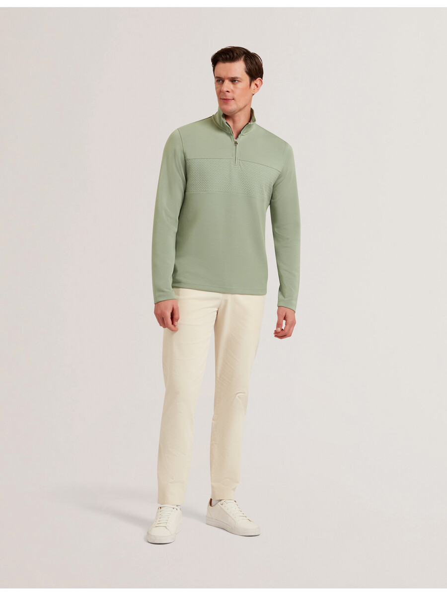 simonea - sweat-shirt en modal à demi-zip et empiècement texturé