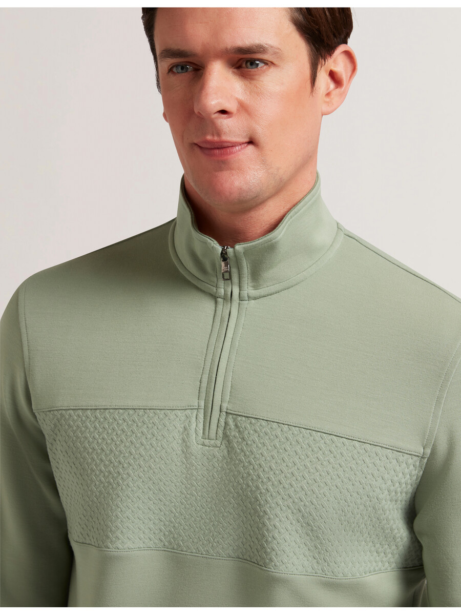 simonea - sweat-shirt en modal à demi-zip et empiècement texturé
