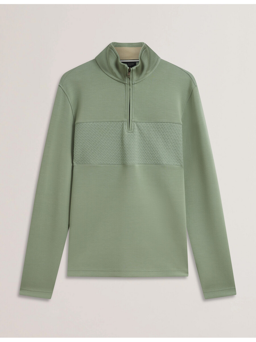 simonea - sweat-shirt en modal à demi-zip et empiècement texturé